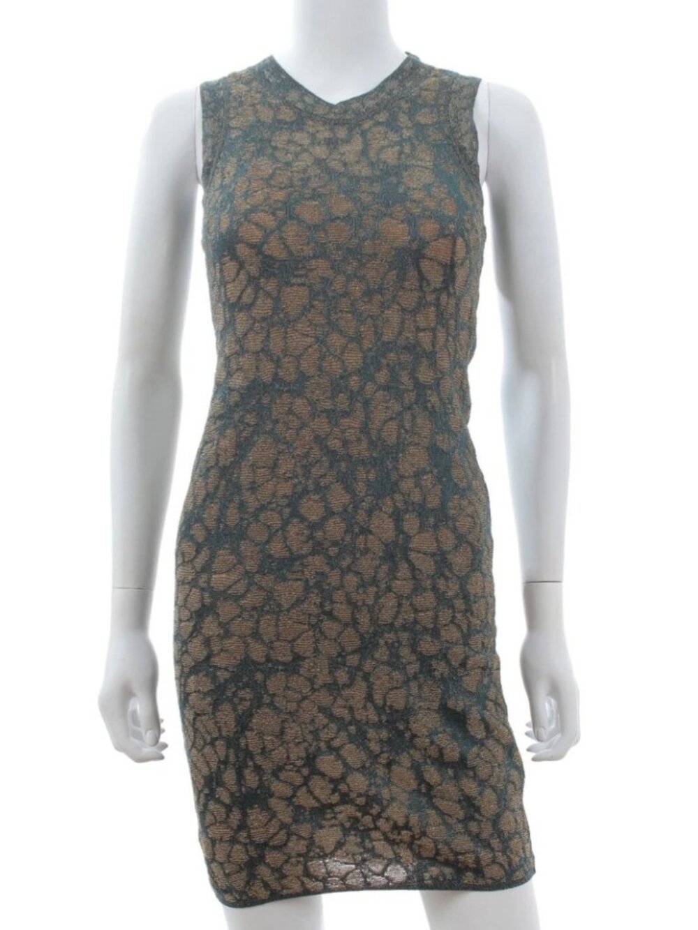Vintage Missoni | Designer Sleeveless Pattern Green Gold Midi Dress 46